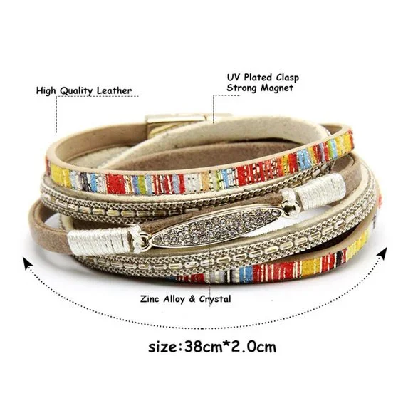 Women's Leather Cord Magnetic Buckle Bracelet - Picture 2 of 2